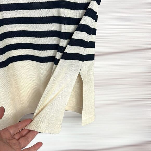 Vintage EURO JOY Washable Silk Top Blouse Striped Marine Style Vintage XL - Picture 6 of 10